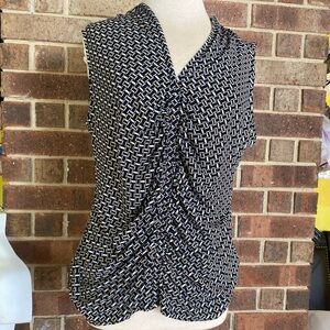 White house black market multicolor Ruched V-Neck Sleeveless Top